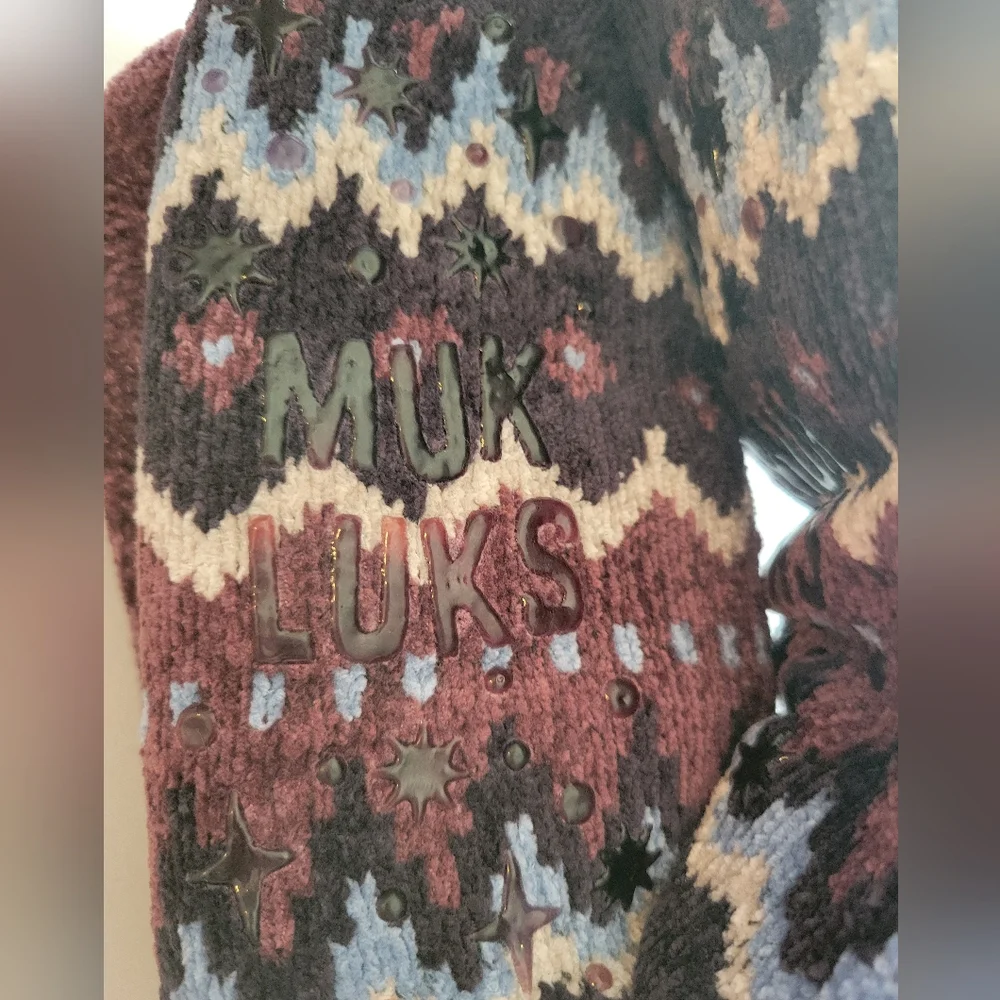 NWT- Muk Luks Womens Tall Ribbed-cuff Cabin Socks. Set Of 2 S/M   Shoe Size 5-7